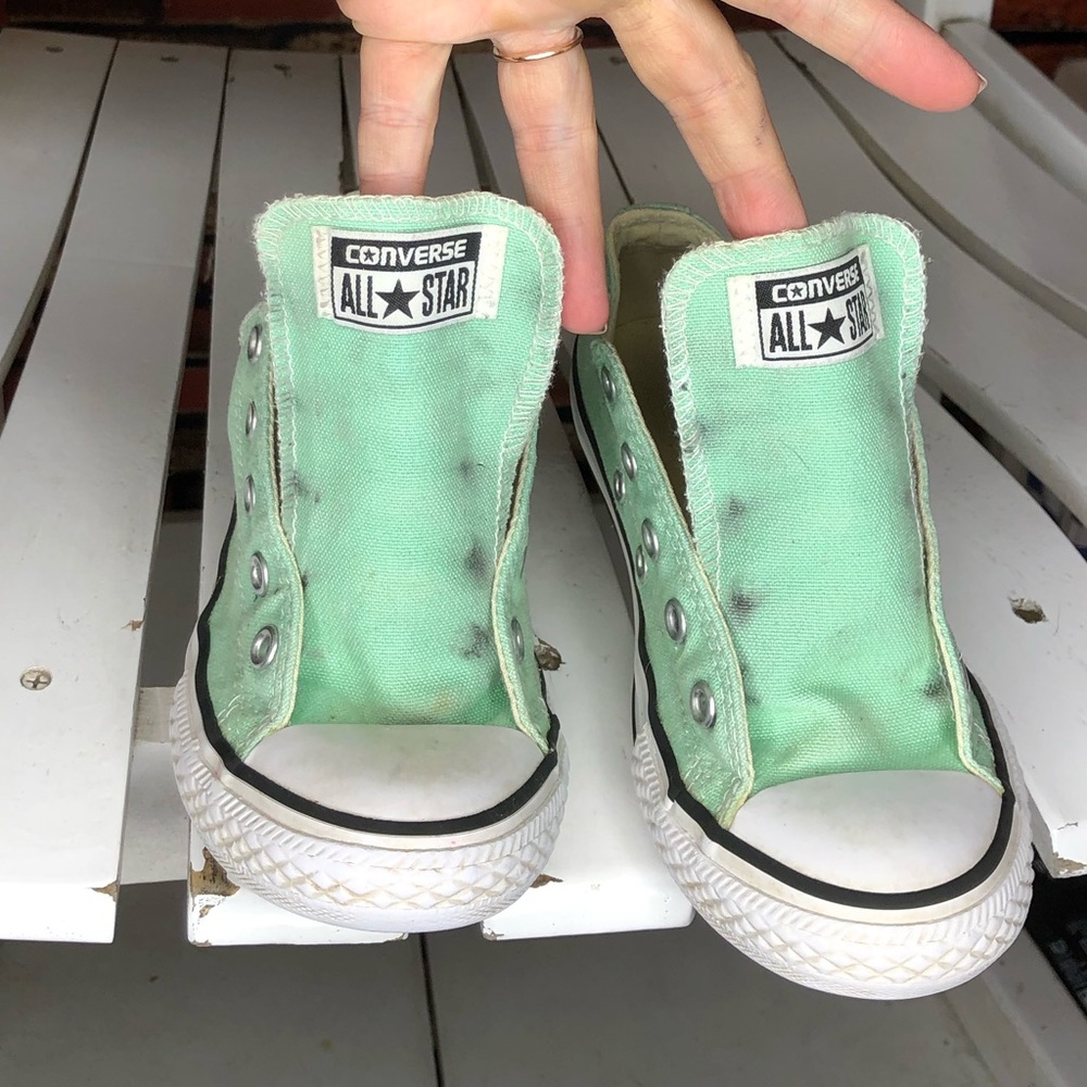 1Y Mint Green Converse Chuck Taylor Sneakers - Picture 4 of 9